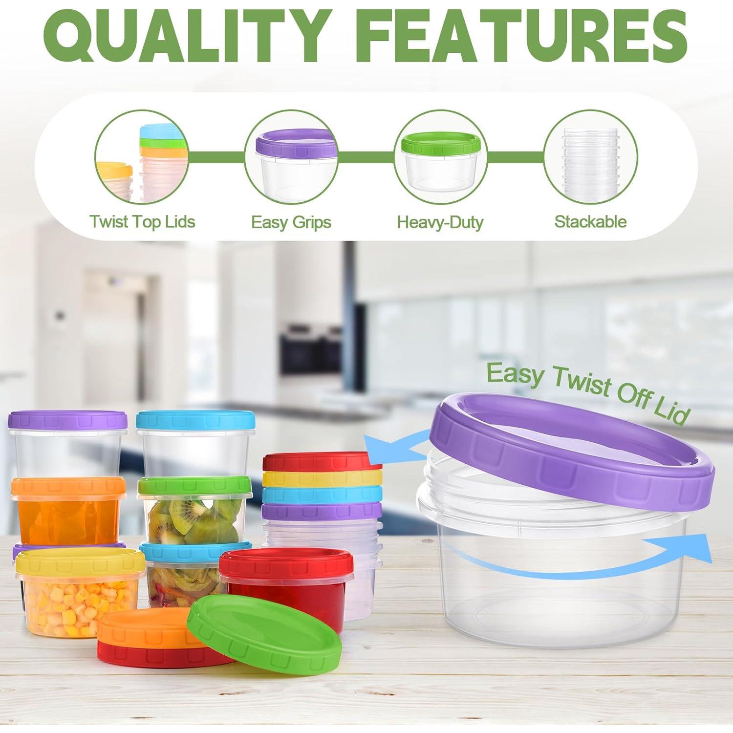 Contenedores de Plástico 8 oz Yomarket, Paquete de 12 Apilables