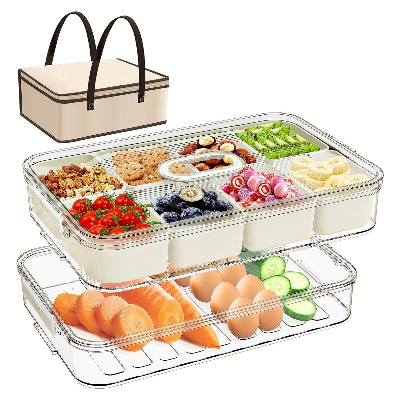 Contenedor de Snacks RKXQT Blanco 8 Compartimentos 1.6 kg