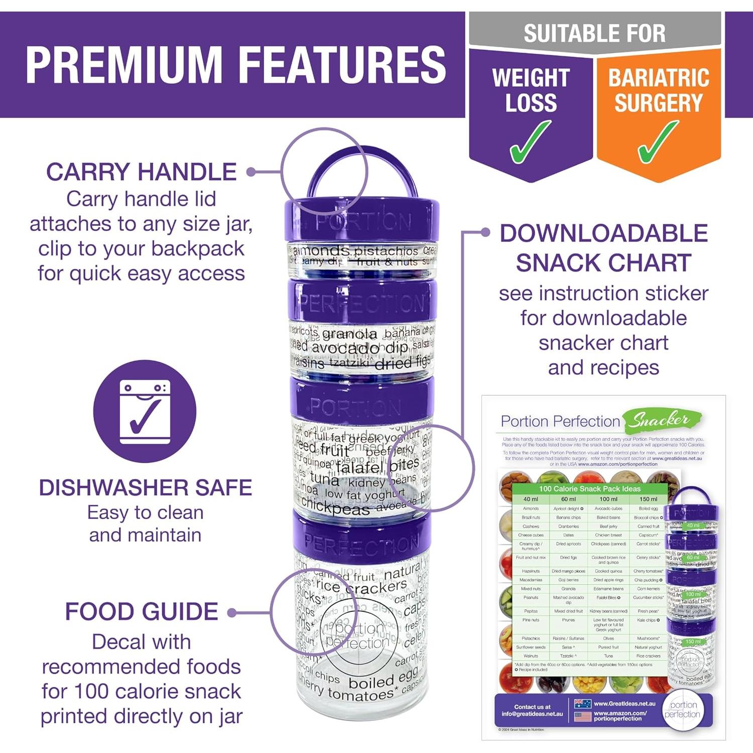 Contenedores Apilables de Snacks 100 Calorías - Snacker Púrpura