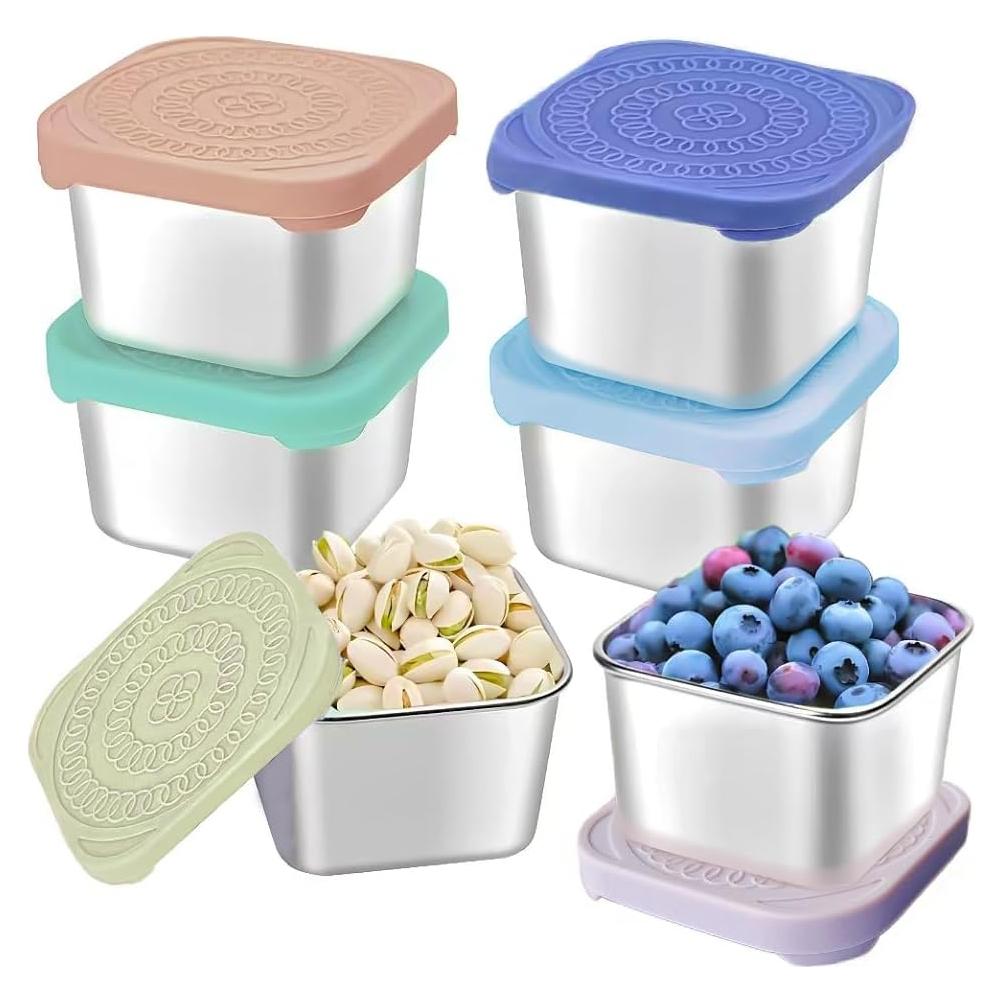 6 Contenedores de Snack de Acero Inoxidable SEUOX 180ml