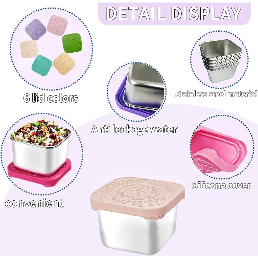 6 Contenedores de Snack de Acero Inoxidable SEUOX 180ml