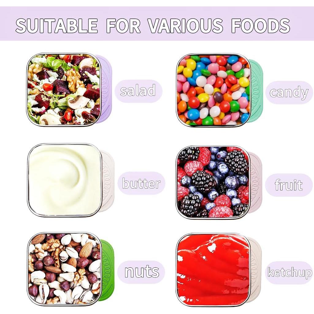 6 Contenedores de Snack de Acero Inoxidable SEUOX 180ml