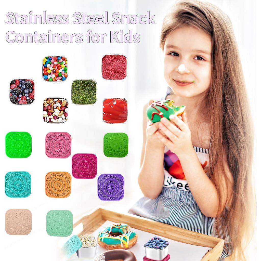 6 Contenedores de Snack de Acero Inoxidable SEUOX 180ml