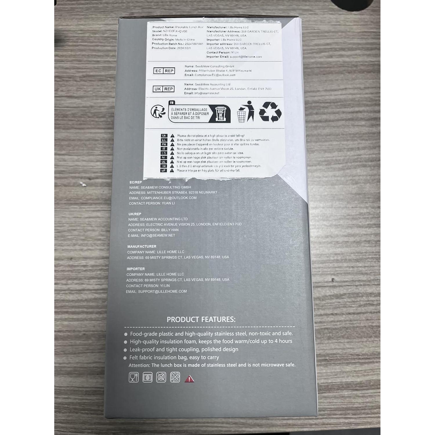 Caja de Almuerzo Térmica Lille Home 1380 ML Azul Aislada