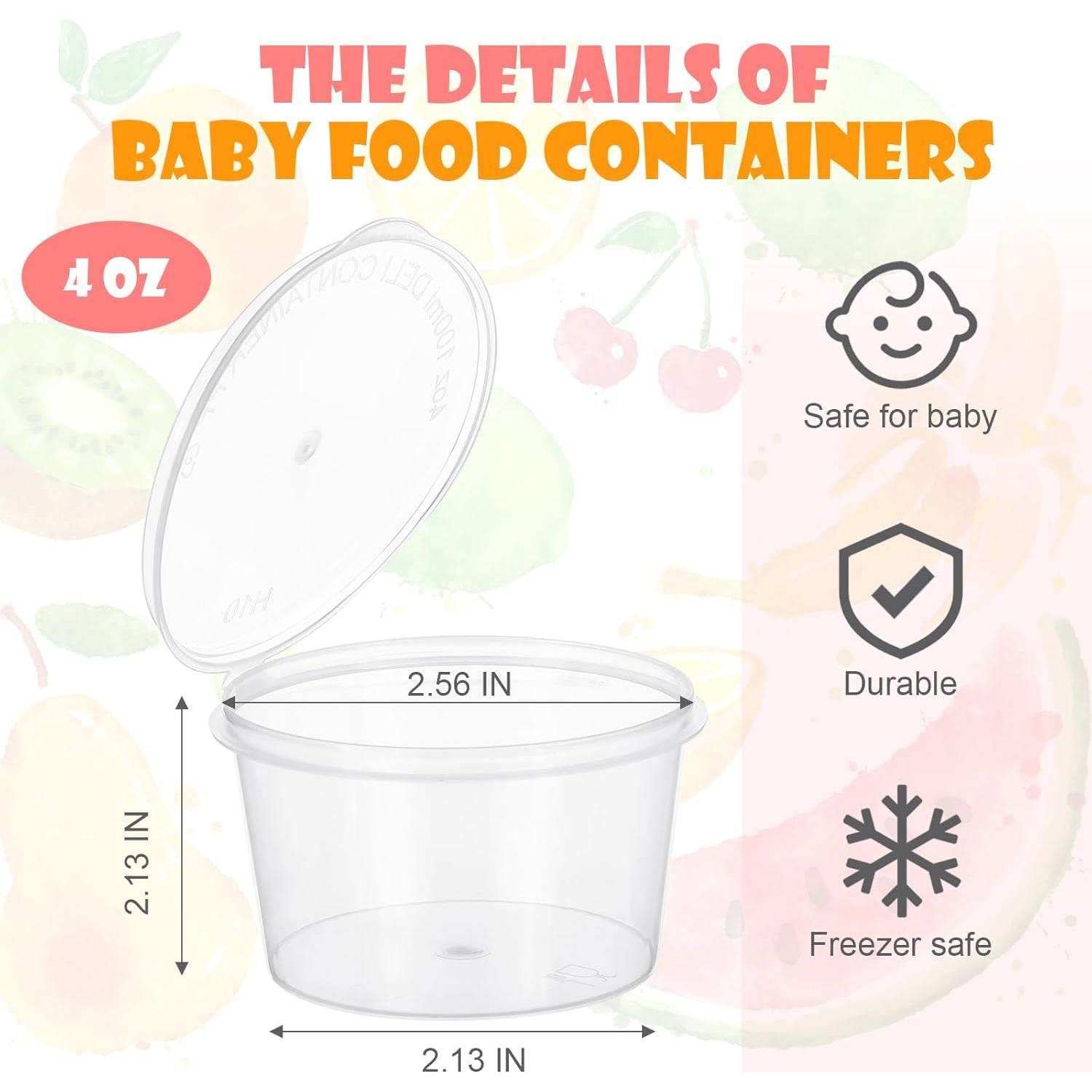 100 Contenedores de Almacenamiento para Bebés 120 ml con Tapas