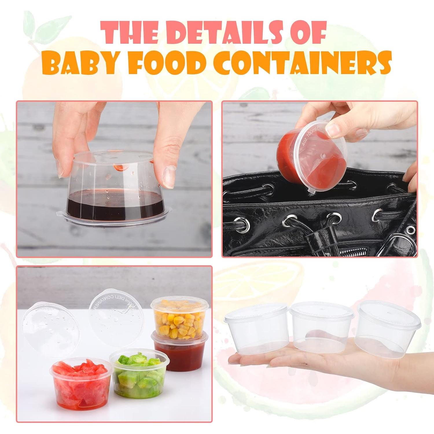 100 Contenedores de Almacenamiento para Bebés 120 ml con Tapas