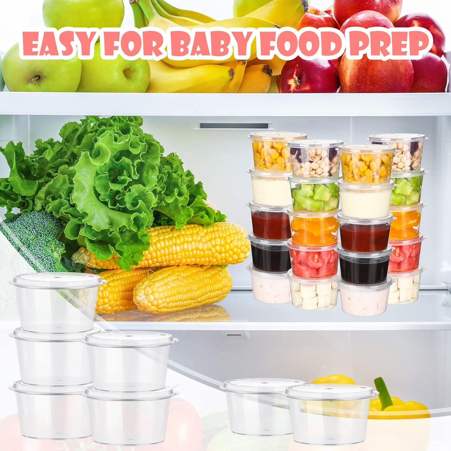 100 Contenedores de Almacenamiento para Bebés 120 ml con Tapas