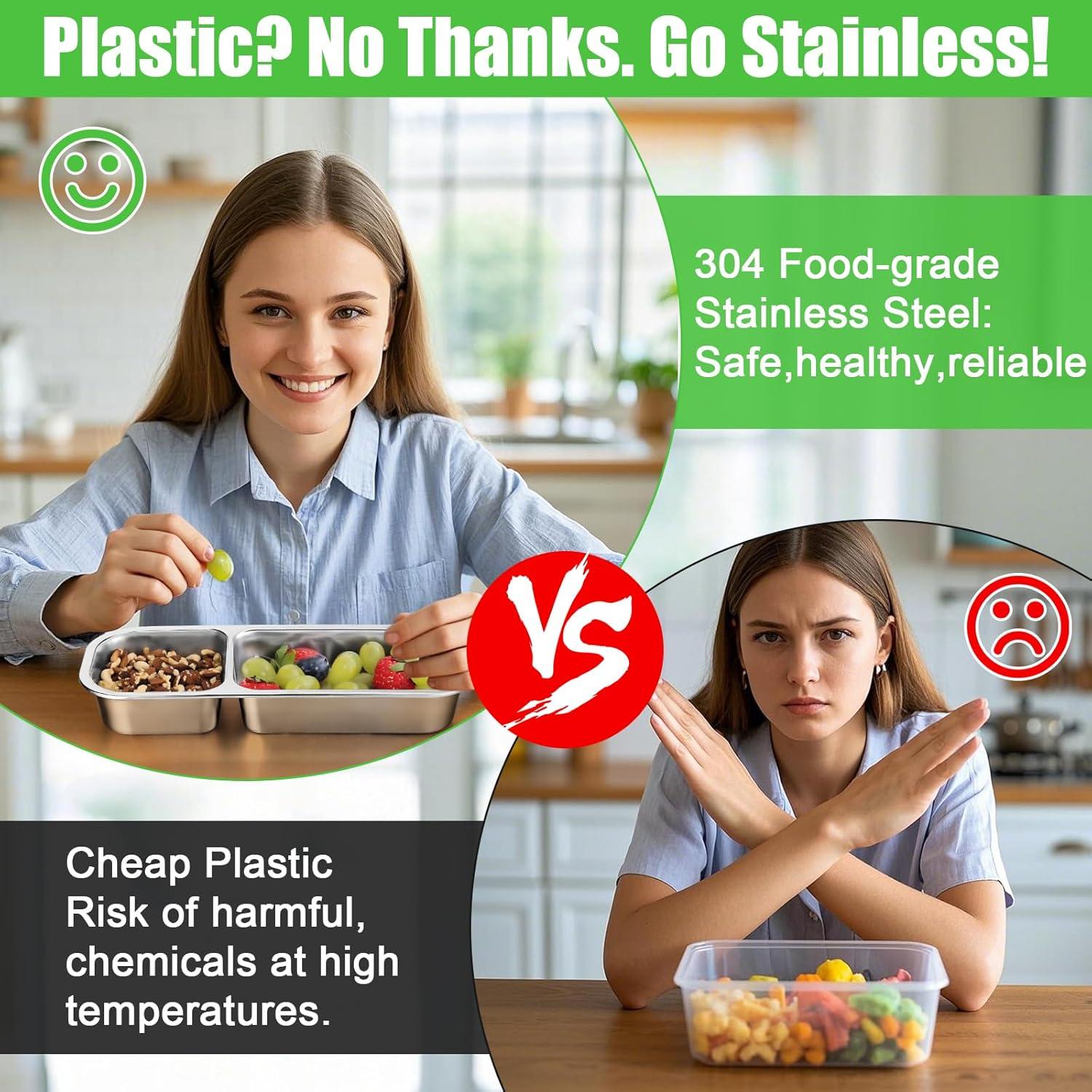 Contenedor de Snack Palksky Acero Inoxidable 2 Compartimentos 0.6L