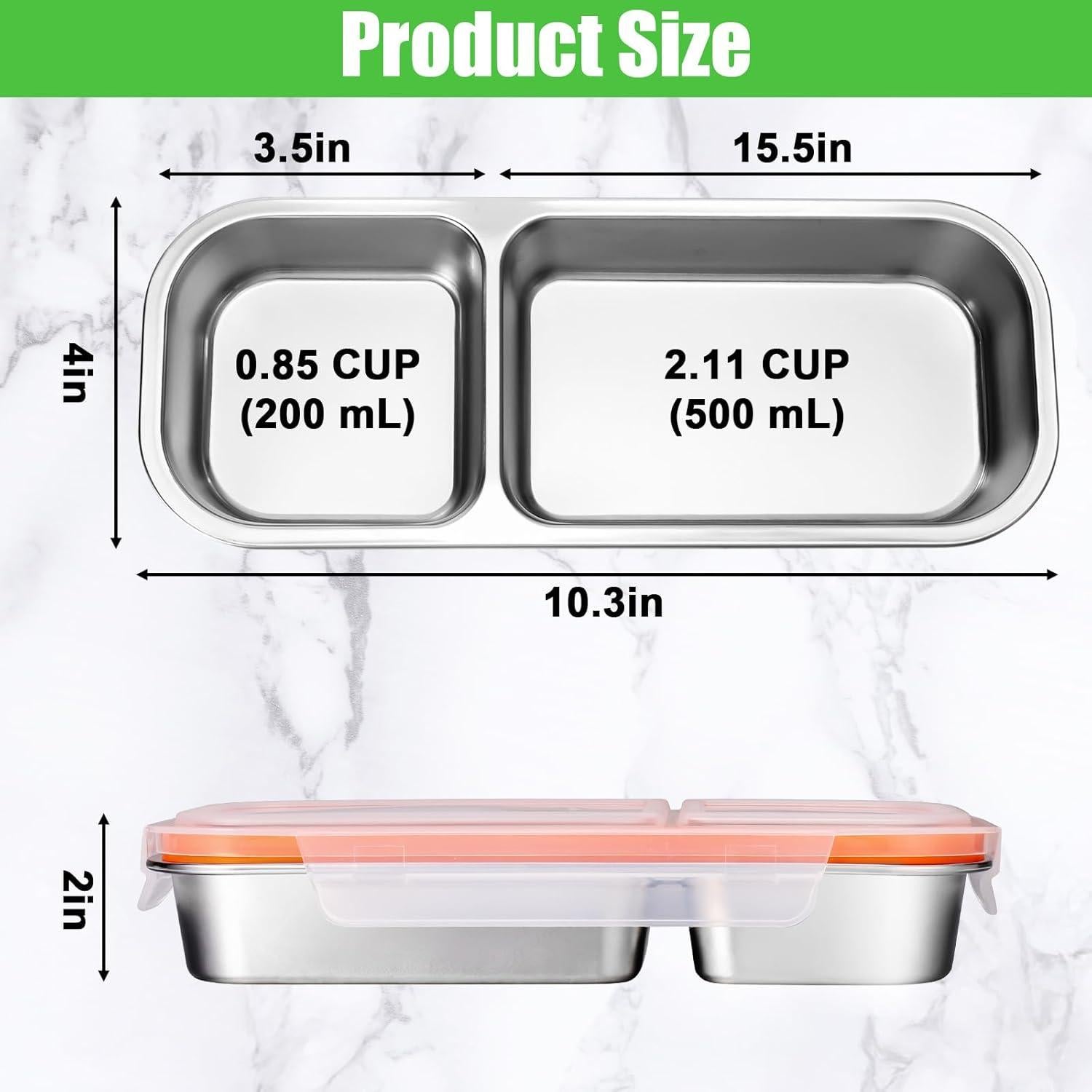 Contenedor de Snack Palksky Acero Inoxidable 2 Compartimentos 0.6L