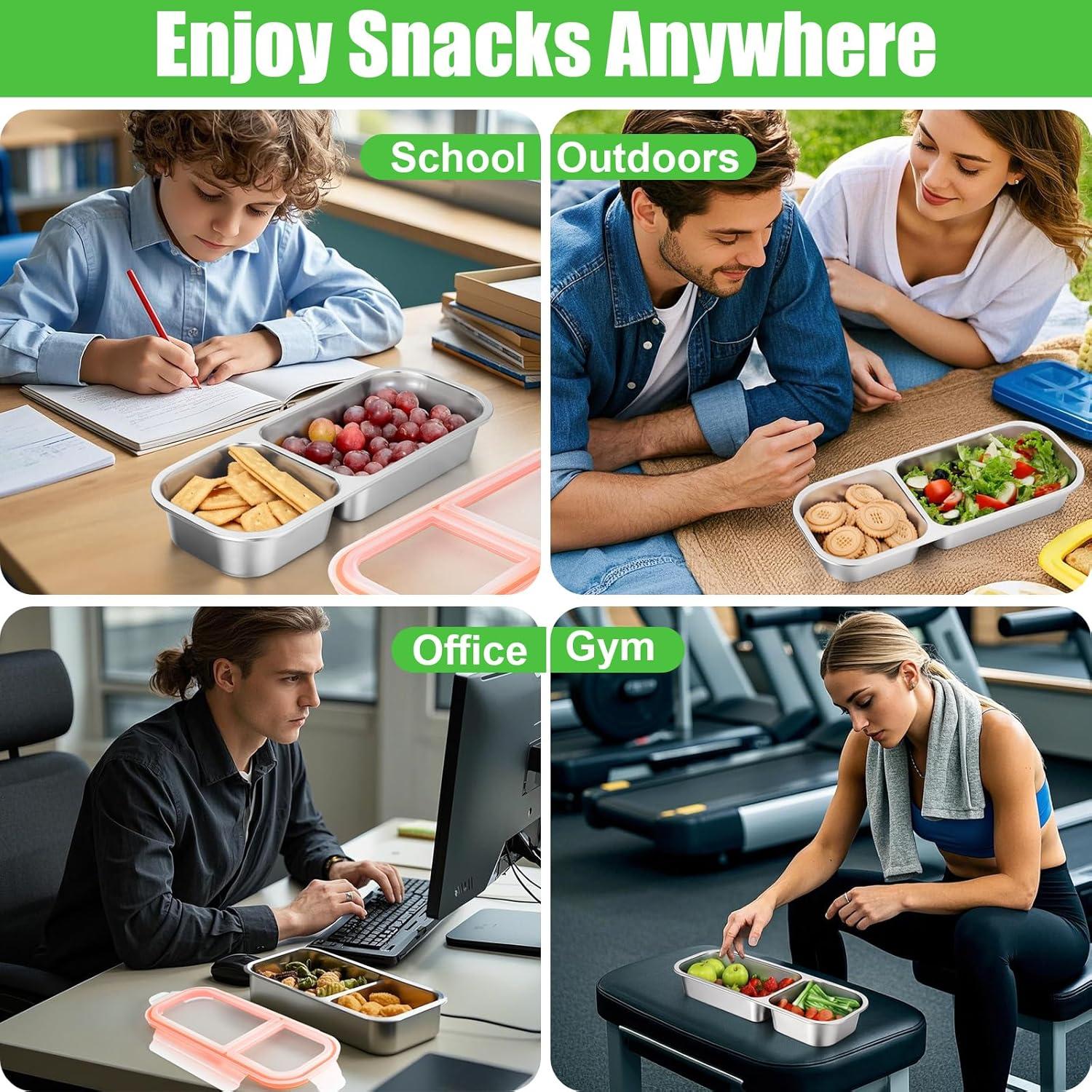 Contenedor de Snack Palksky Acero Inoxidable 2 Compartimentos 0.6L