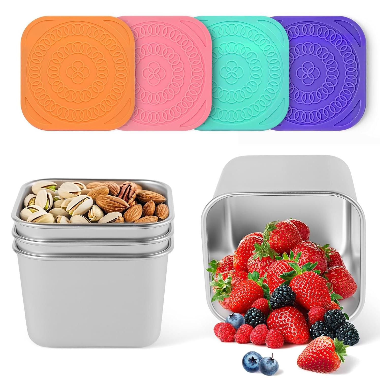 Paquete de 4 Contenedores de Snack Farielyn-X 180ml Acero Inoxidable