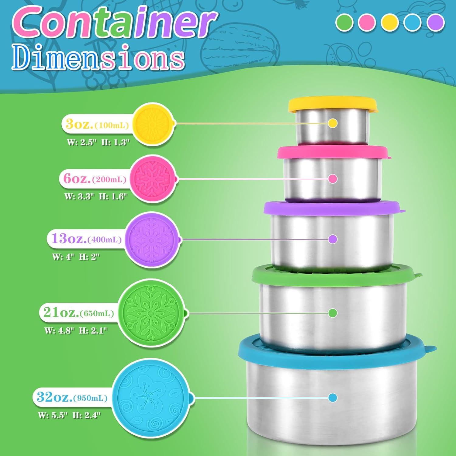 Contenedores de Acero Inoxidable UPTRUST 5 Tamaños a Prueba de Fugas