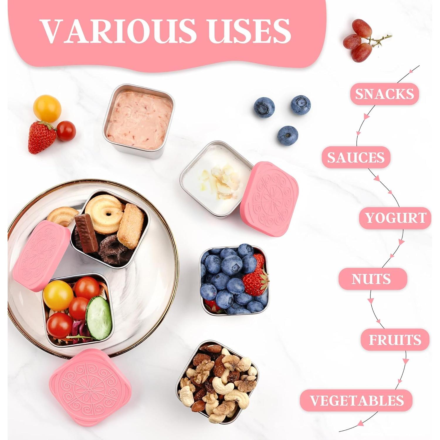 Contenedores de Aperitivos Qukaka Acero Inoxidable 3 Piezas 200ml