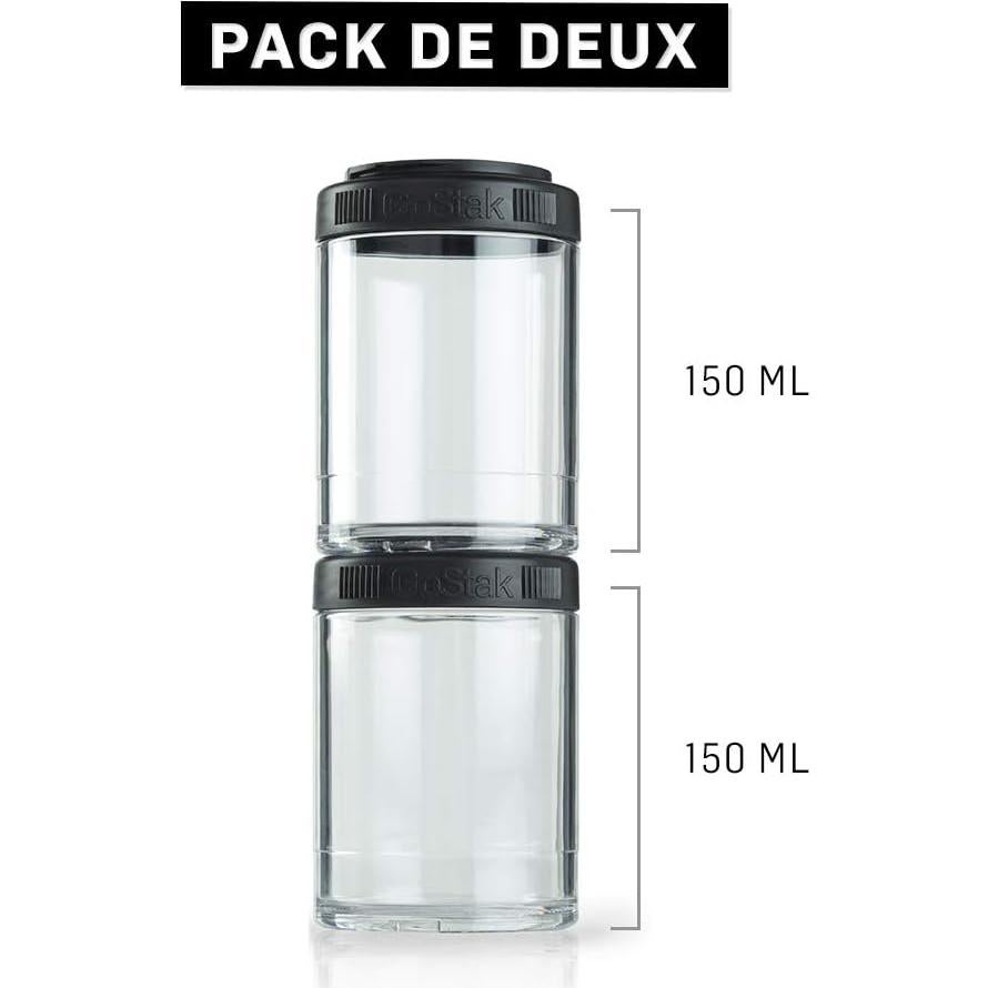 Frascos de Almacenamiento BlenderBottle GoStak 150cc 2-Pak Negro