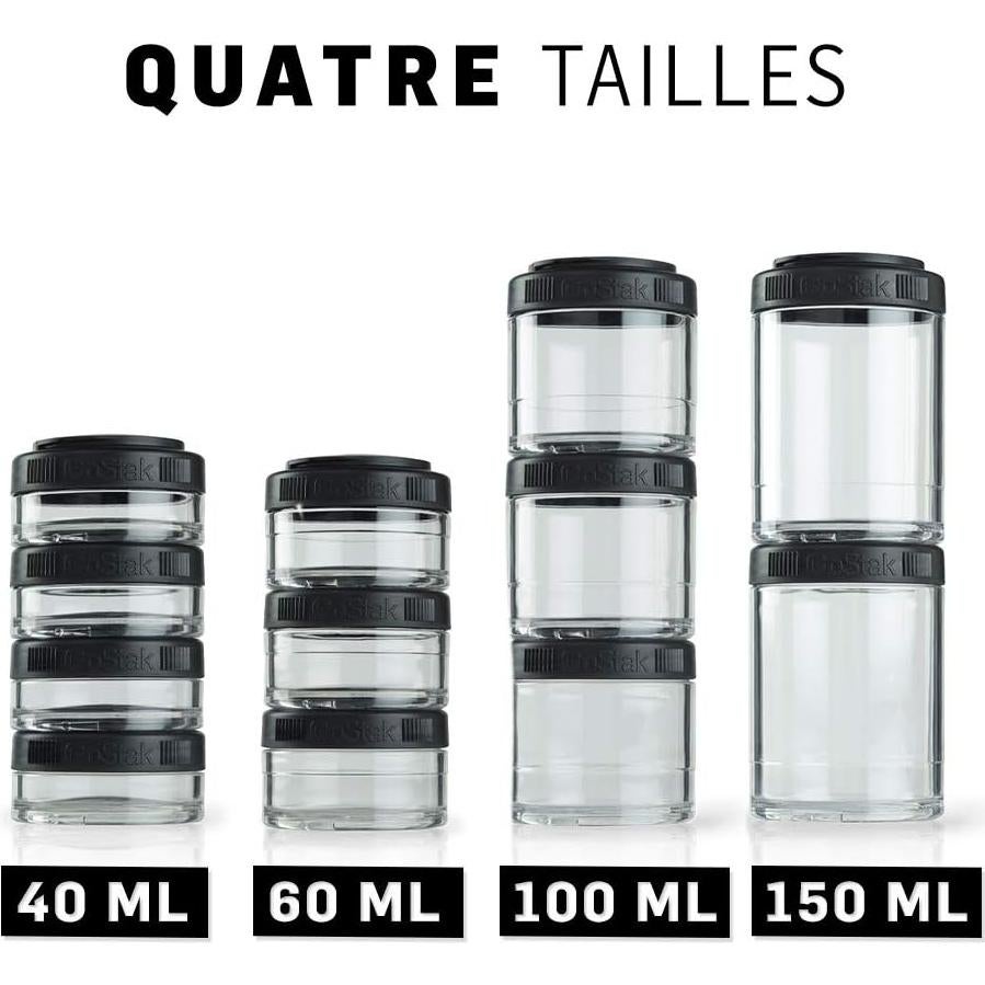 Frascos de Almacenamiento BlenderBottle GoStak 150cc 2-Pak Negro