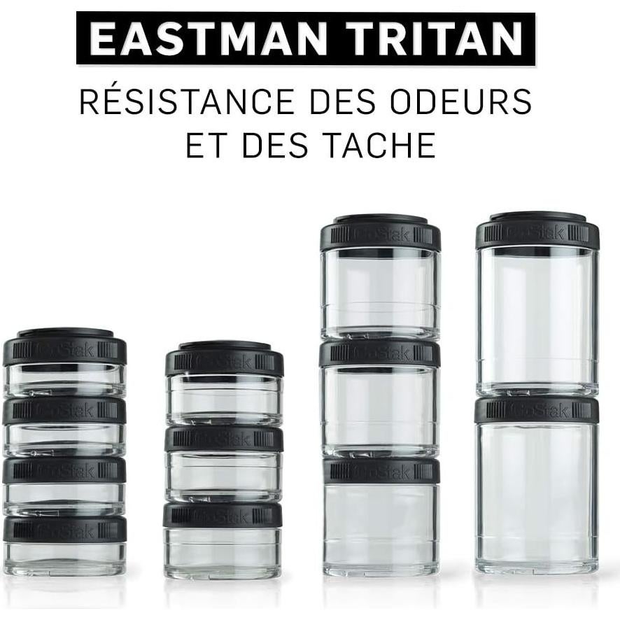 Frascos de Almacenamiento BlenderBottle GoStak 150cc 2-Pak Negro