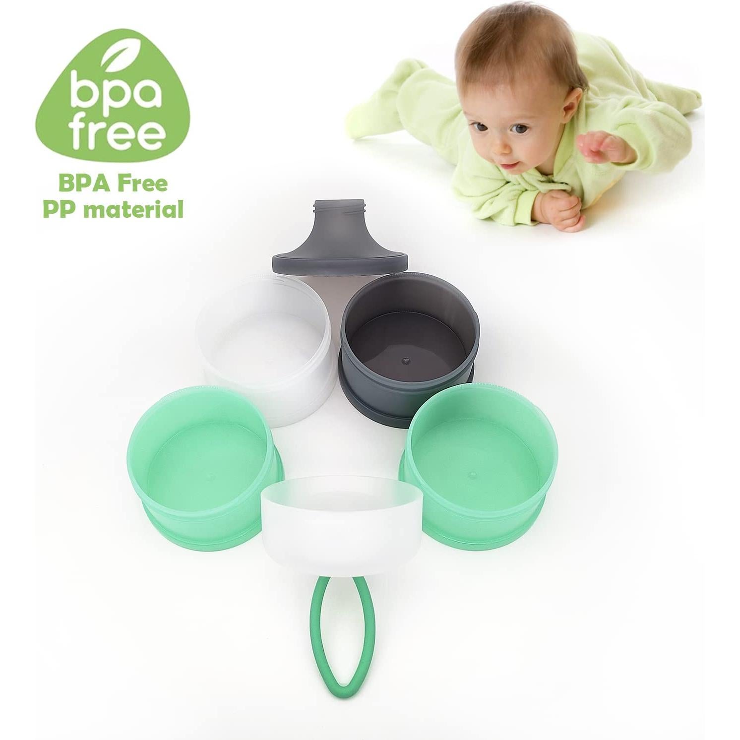 Dispensador de Fórmula para Bebés LADISO 4 Compartimentos Verde