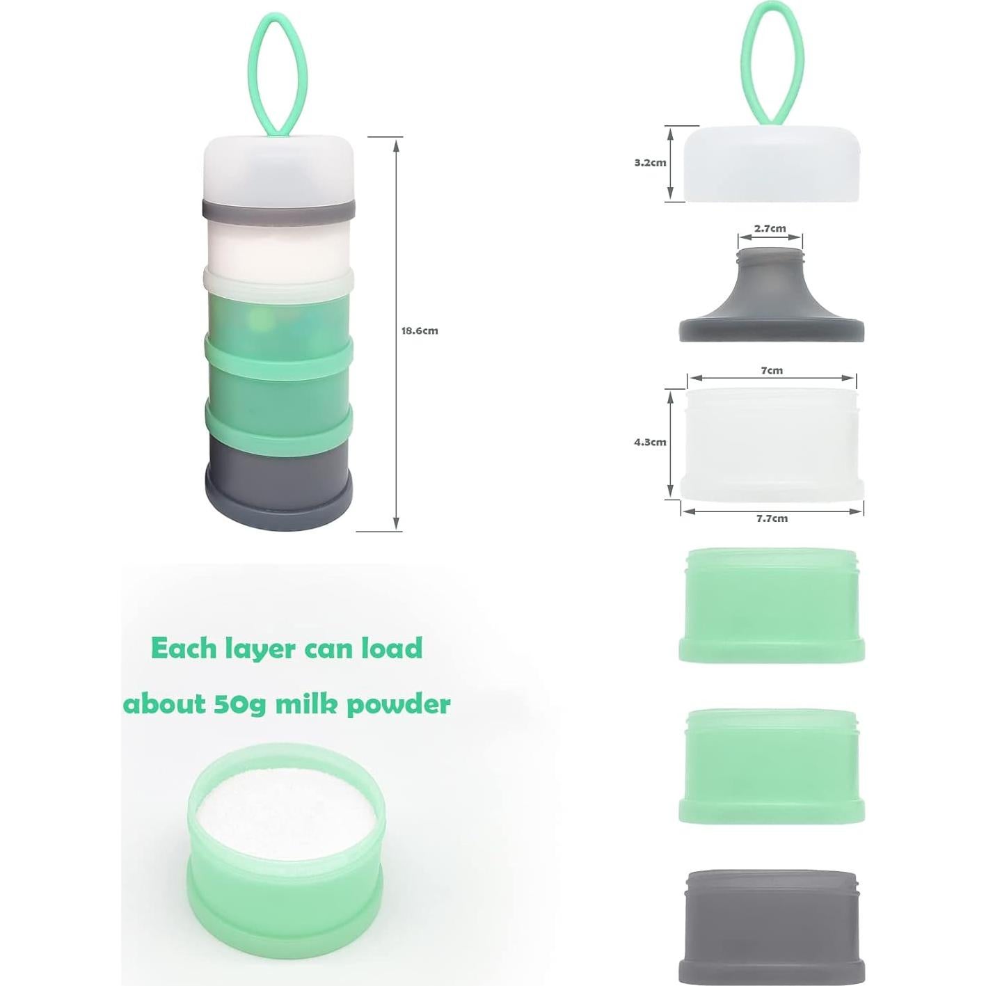 Dispensador de Fórmula para Bebés LADISO 4 Compartimentos Verde