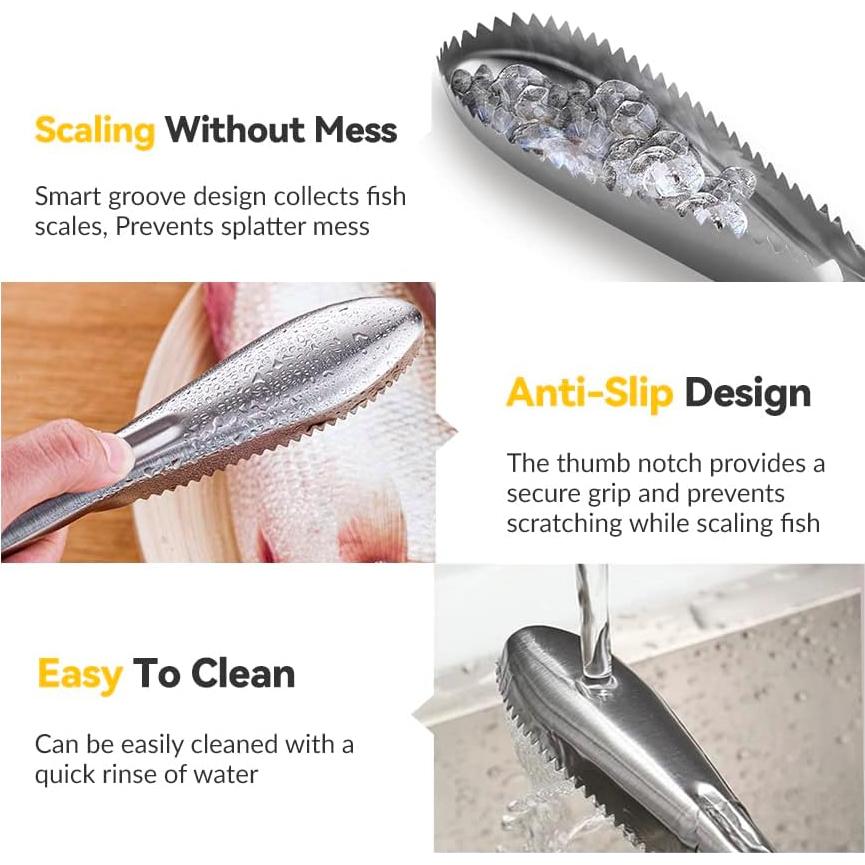 Removedor de Escamas de Pescado ADORAMBLING Acero Inoxidable 22.86 cm