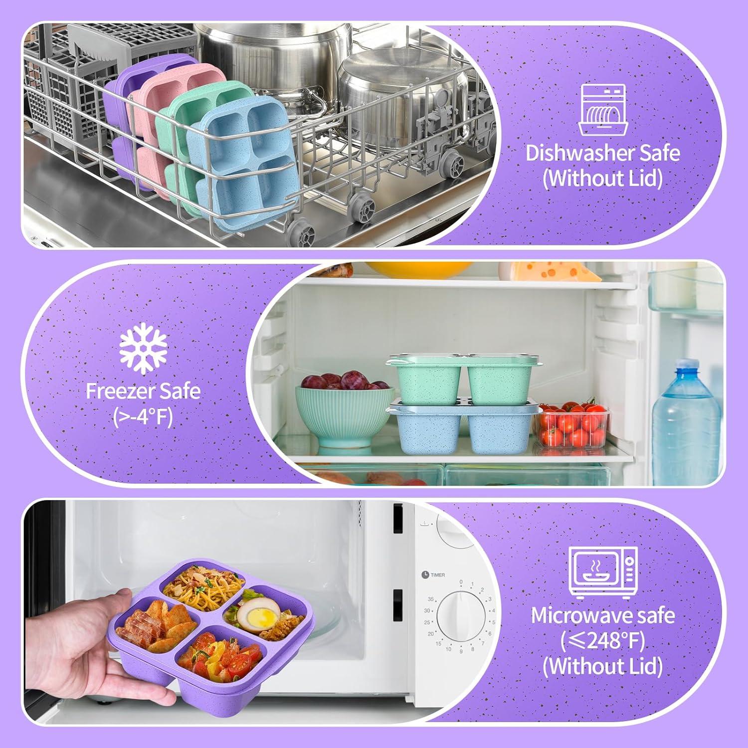 Contenedores de Snack Bento CSQLJ 4 Compartimentos Reutilizables