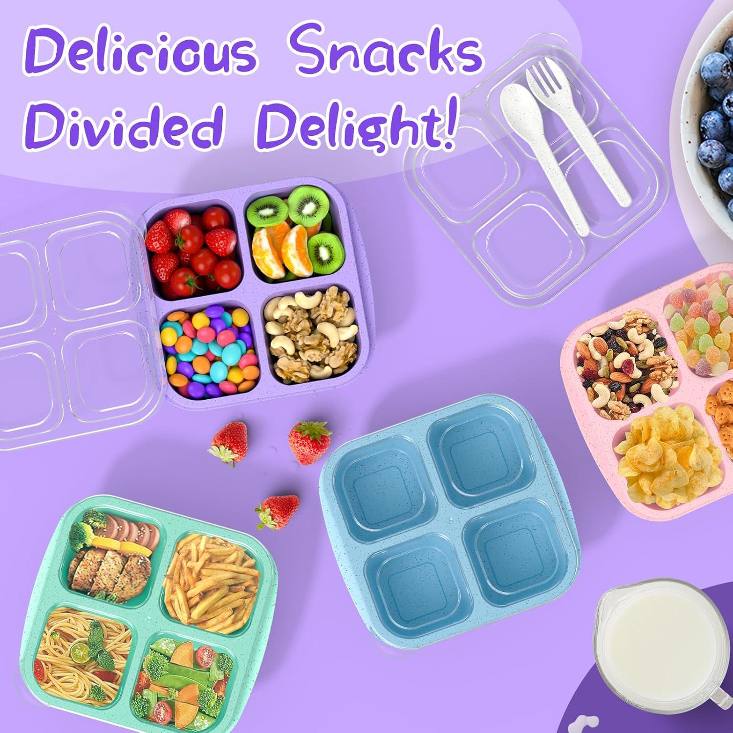 Contenedores de Snack Bento CSQLJ 4 Compartimentos Reutilizables