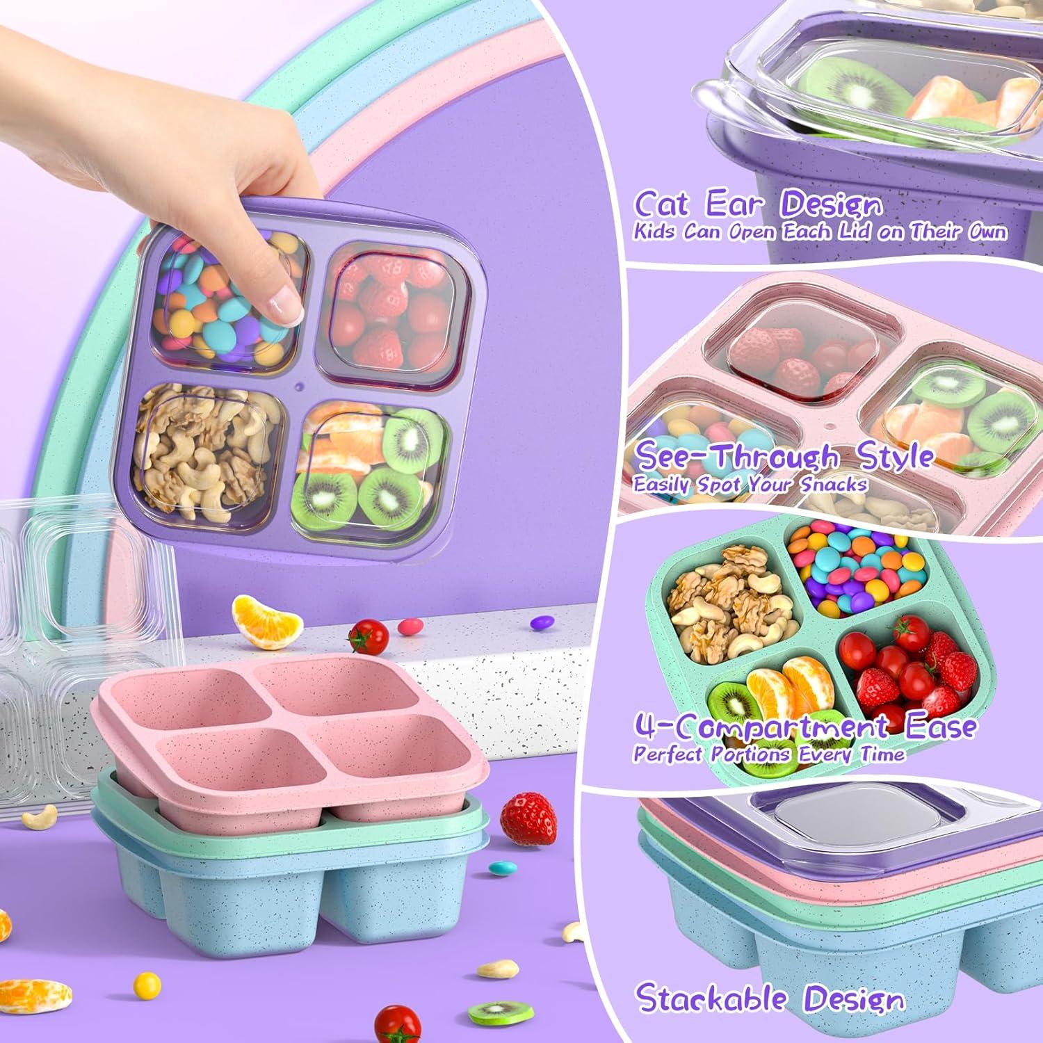Contenedores de Snack Bento CSQLJ 4 Compartimentos Reutilizables