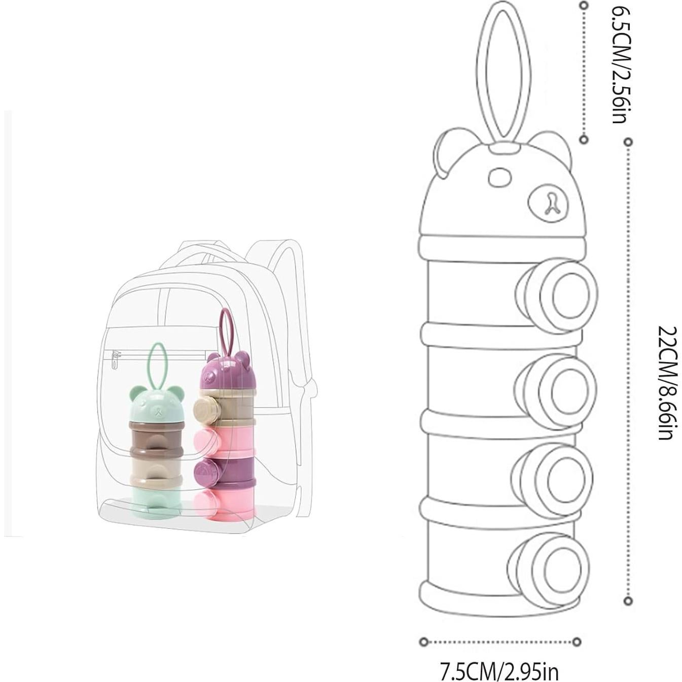 Dispensador de Leche en Polvo para Bebés Manwetye 4 Capas