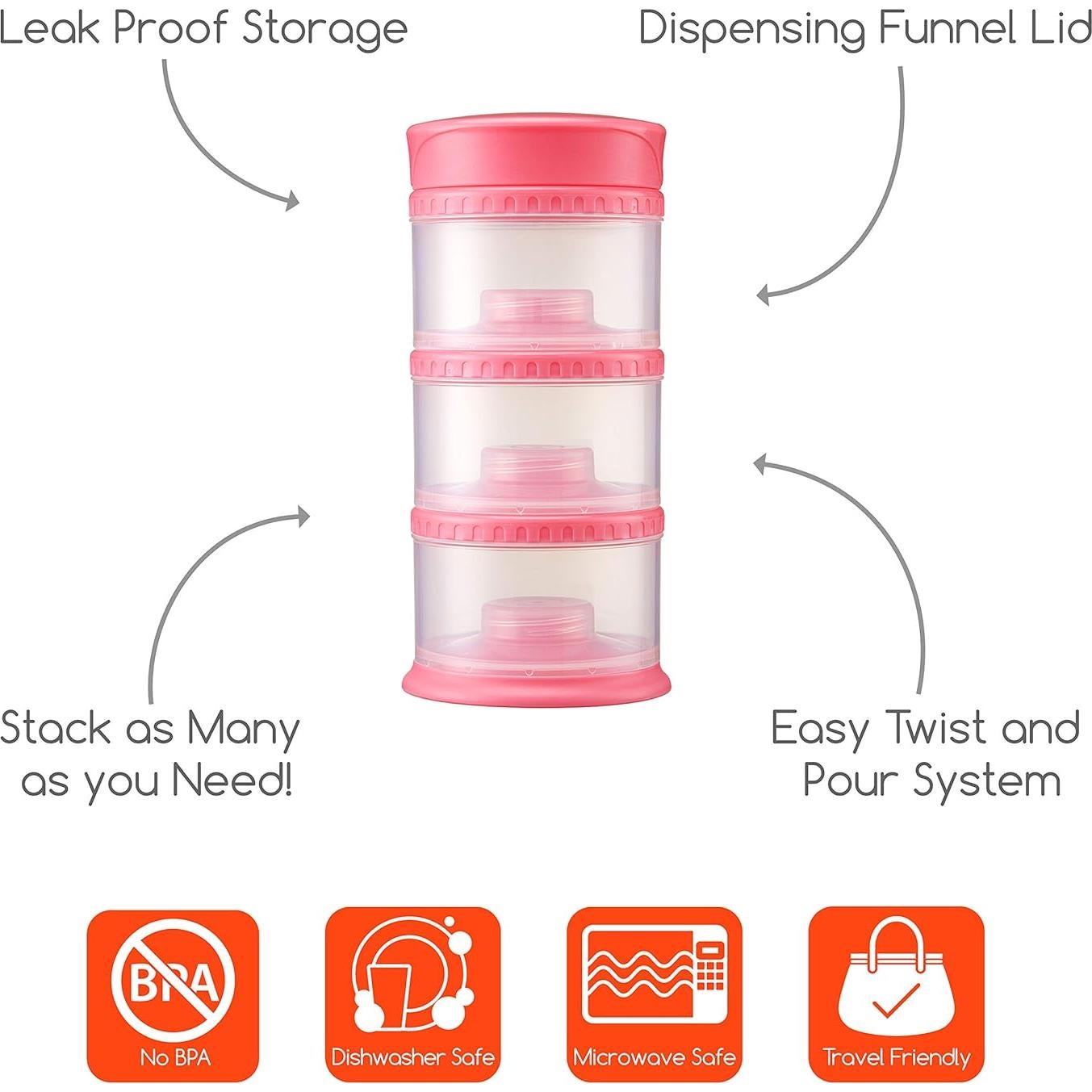 Innobaby Sistema de Almacenamiento Apilable 3 Tazas Fresa