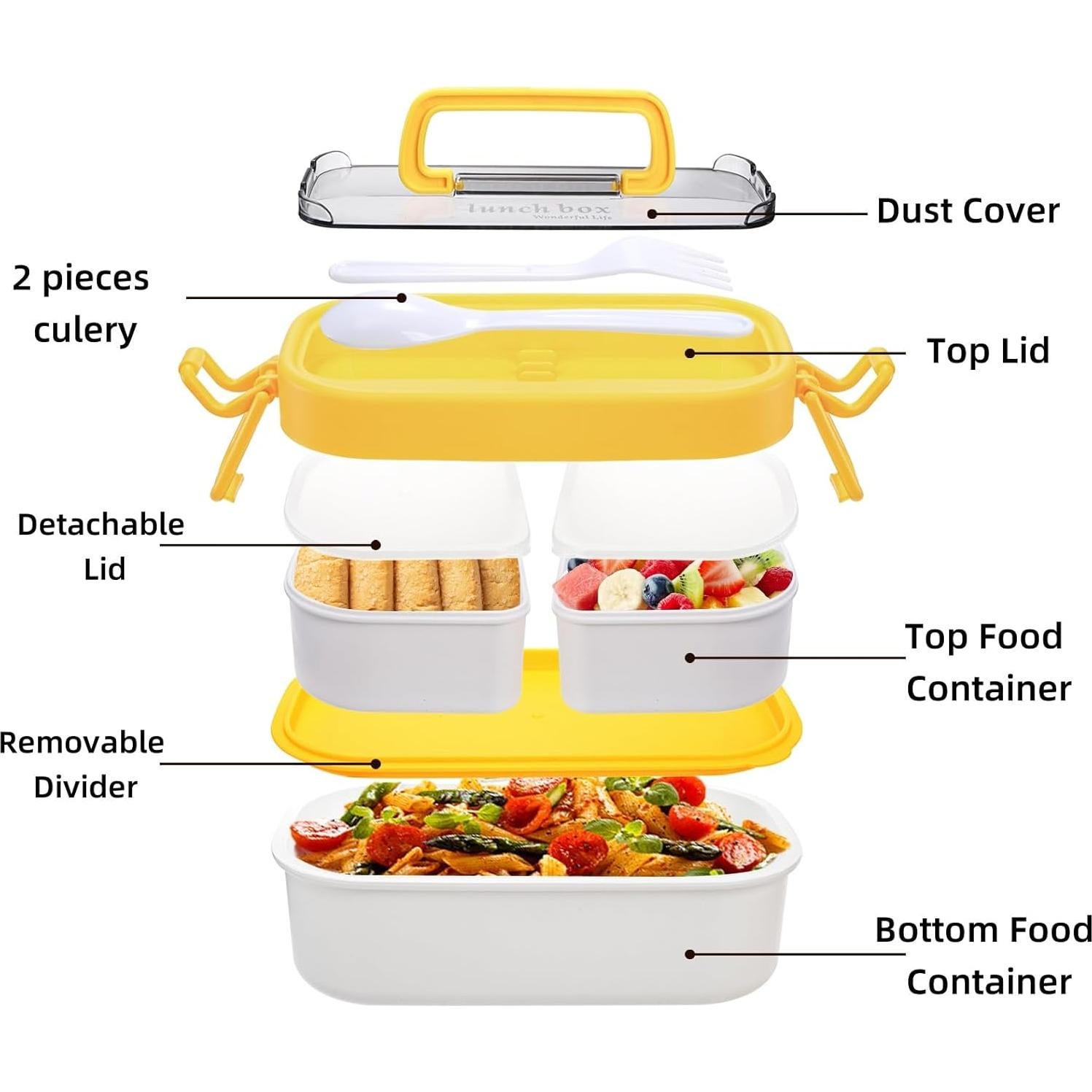 Juego de 3 Cajas Bento Apilables Covzoe - A prueba de Fugas