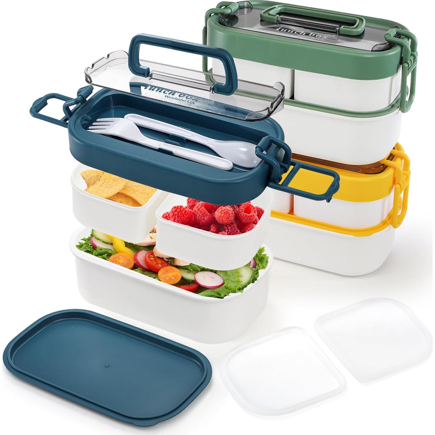 Juego de 3 Cajas Bento Apilables Covzoe - A prueba de Fugas