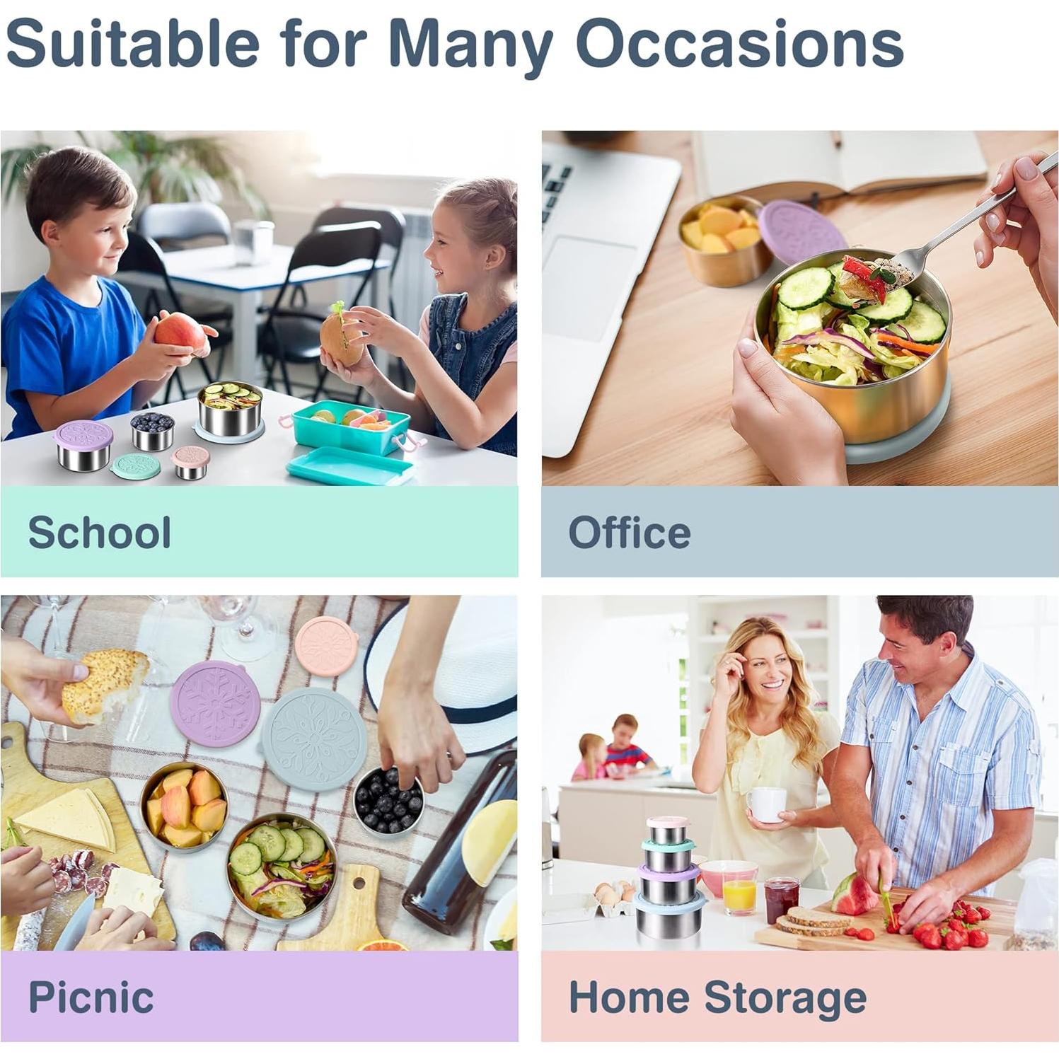 Contenedores de Alimentos Acero Inoxidable Homotte 4Pcs 100-650ml