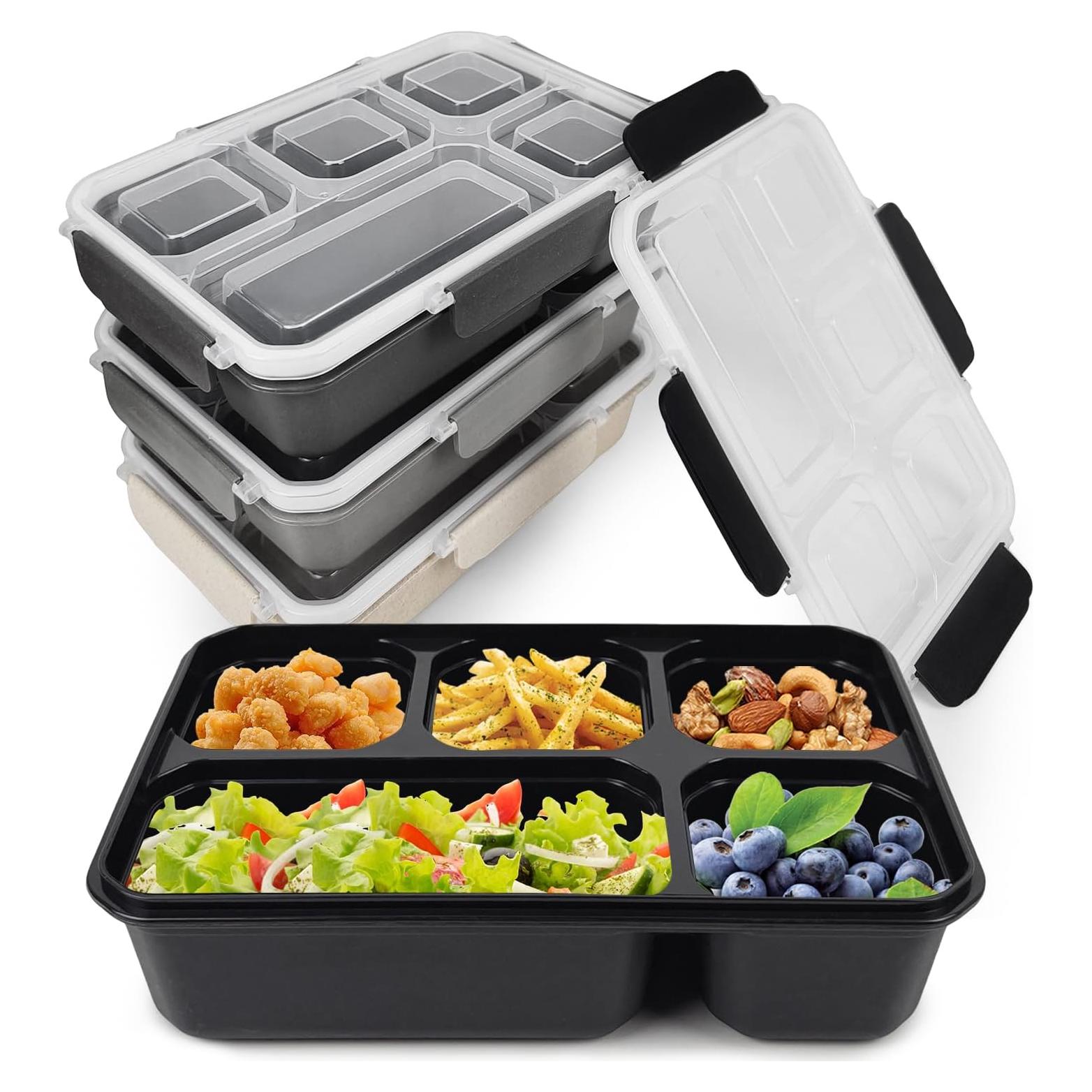 Set de 4 Cajas de Almuerzo Bento Greenandlife 5 Compartimentos