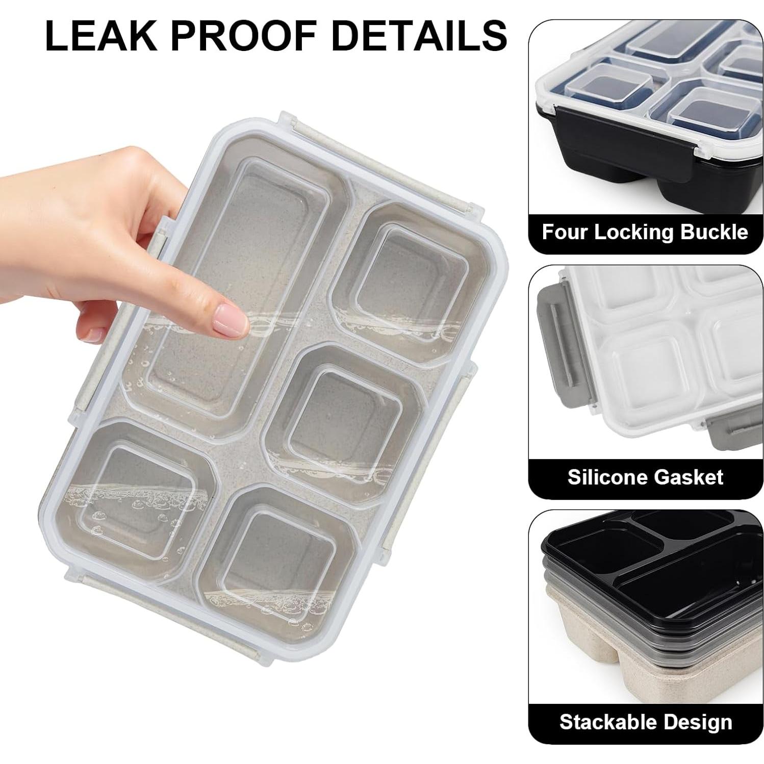 Set de 4 Cajas de Almuerzo Bento Greenandlife 5 Compartimentos