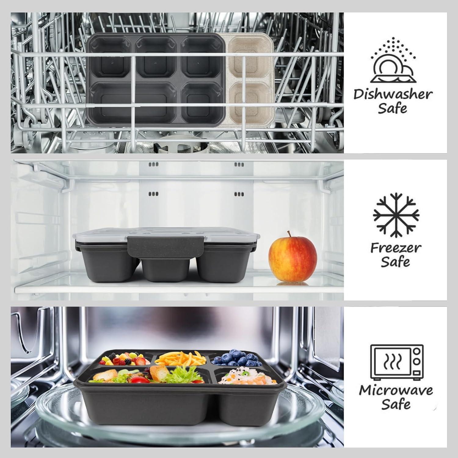 Set de 4 Cajas de Almuerzo Bento Greenandlife 5 Compartimentos