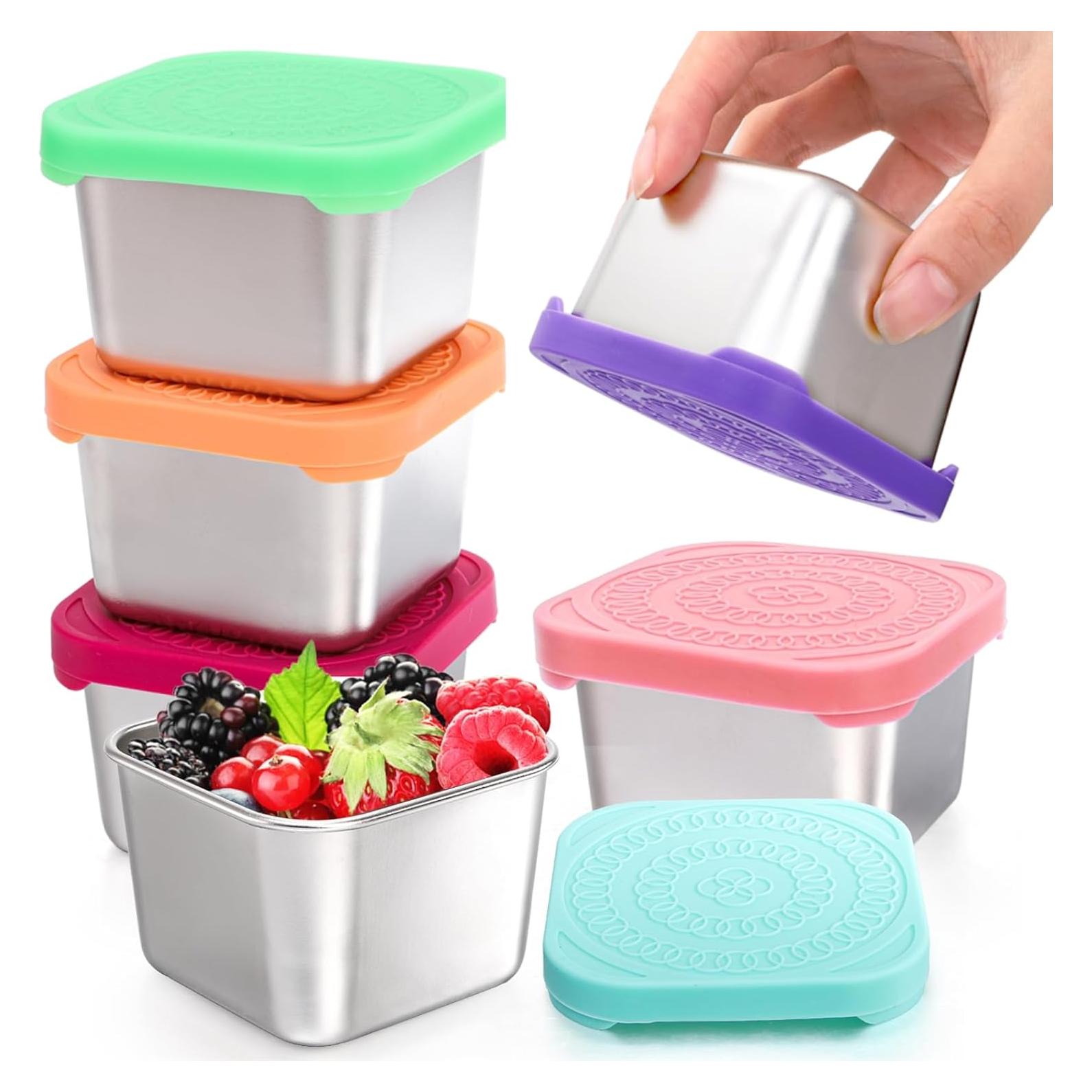 Paquete de 6 Contenedores de Snack Eorbow Acero Inoxidable 170g