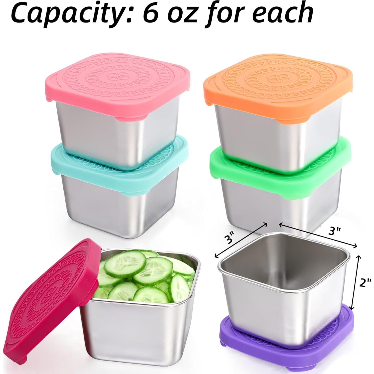 Paquete de 6 Contenedores de Snack Eorbow Acero Inoxidable 170g