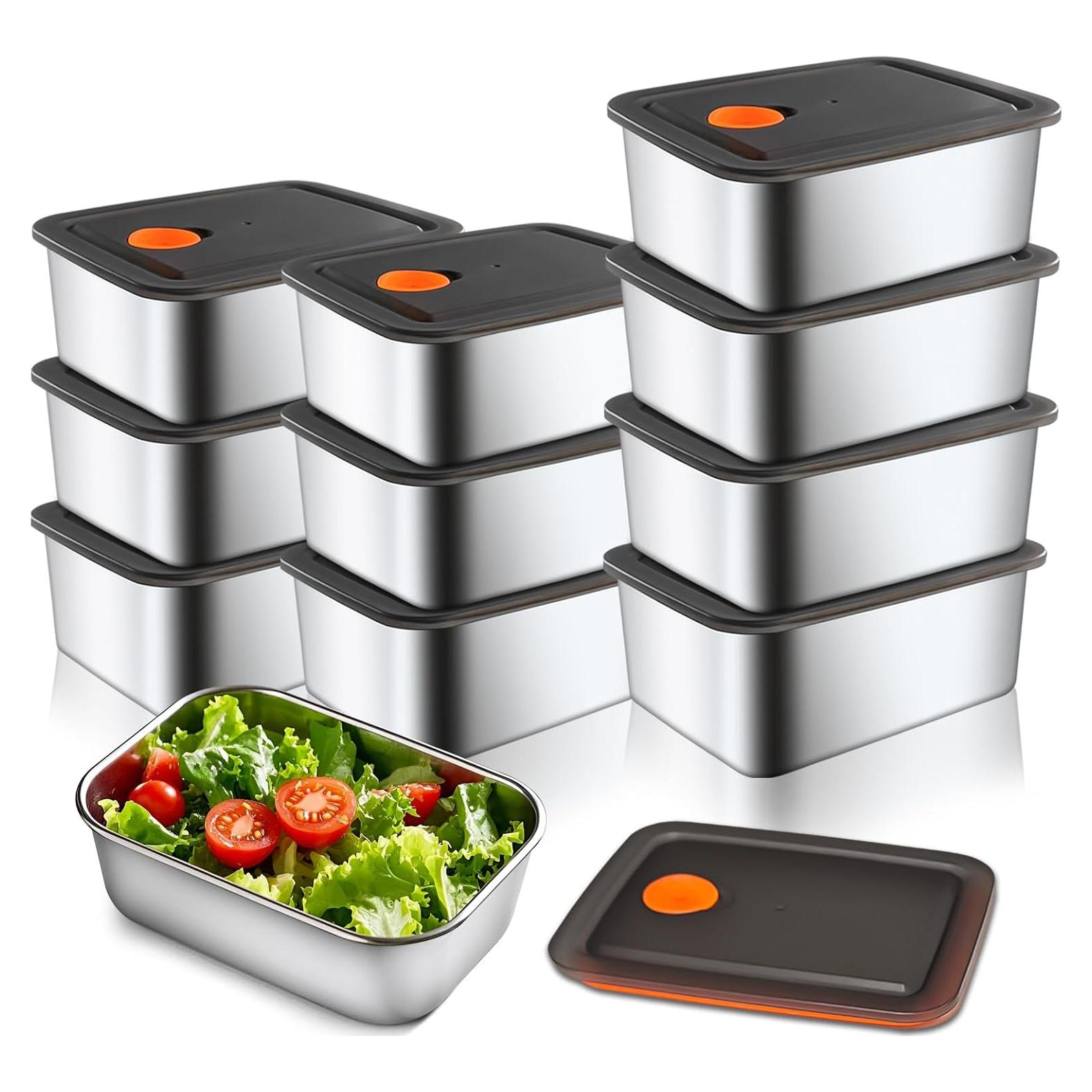 Set de 10 Contenedores de Alimentos Acero Inoxidable 304 16oz