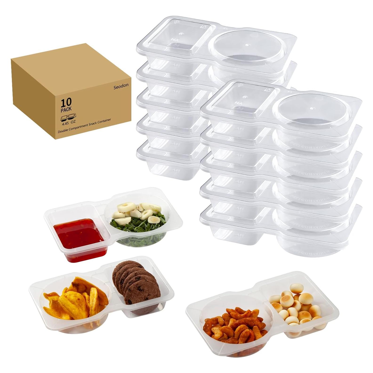 Contenedores de Snacks Doble Compartimento Seodon 10 Pcs