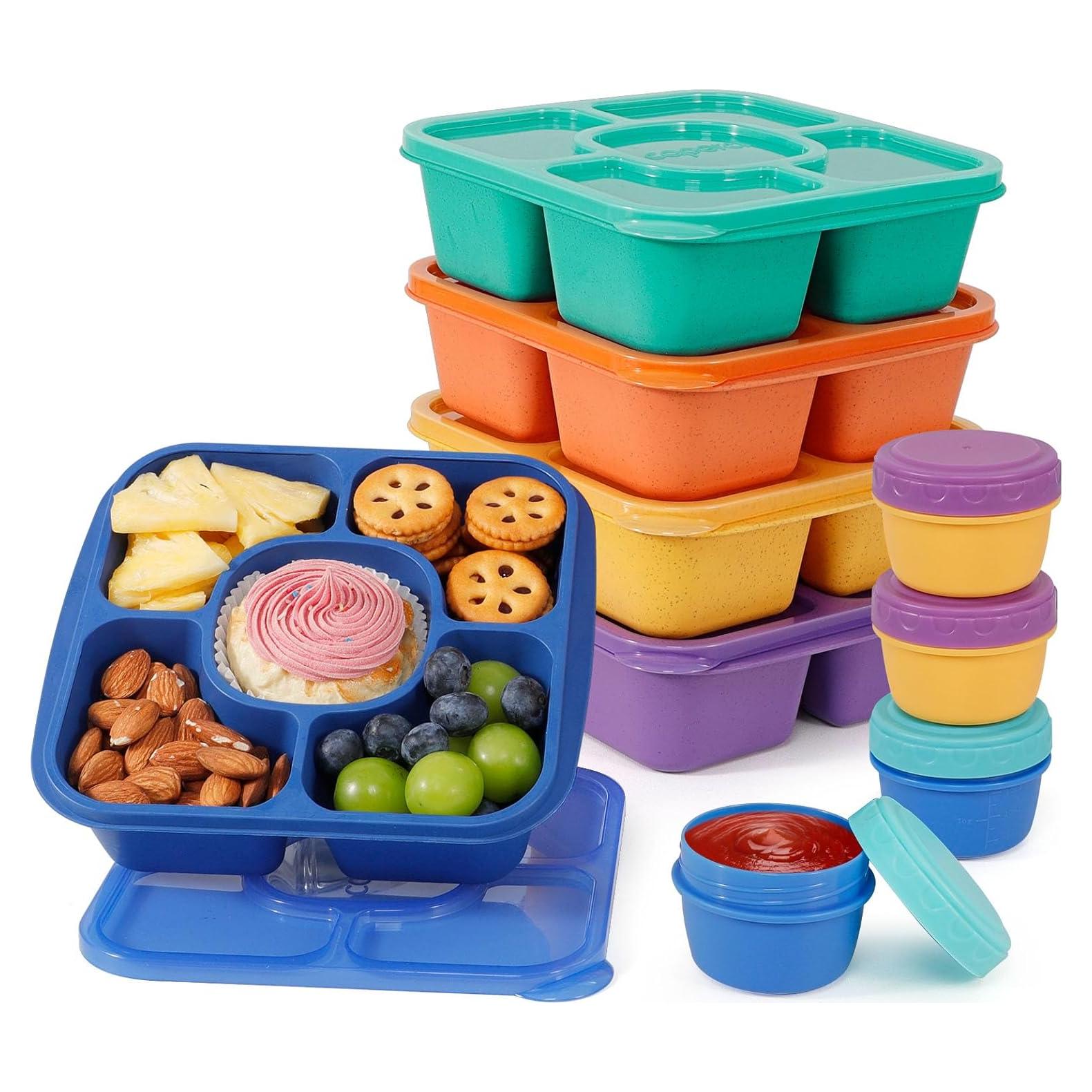 FANCILLA Contenedores de Snack 5 Pack con Salsa a Prueba de Fugas