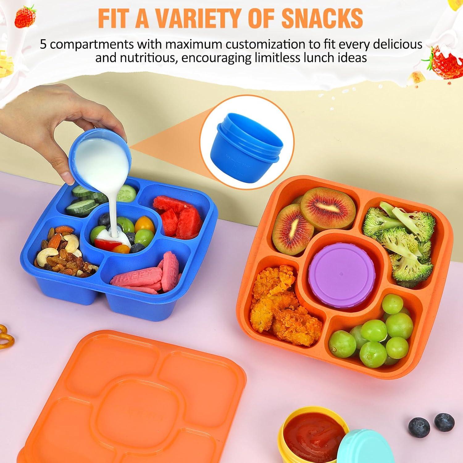 FANCILLA Contenedores de Snack 5 Pack con Salsa a Prueba de Fugas