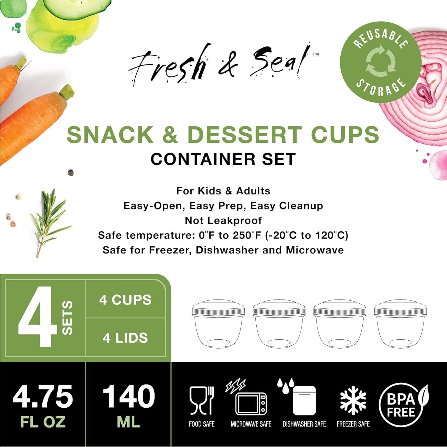 Contenedores de Snack MosJos 4 Set 135ml con Tapas - Almacenamiento