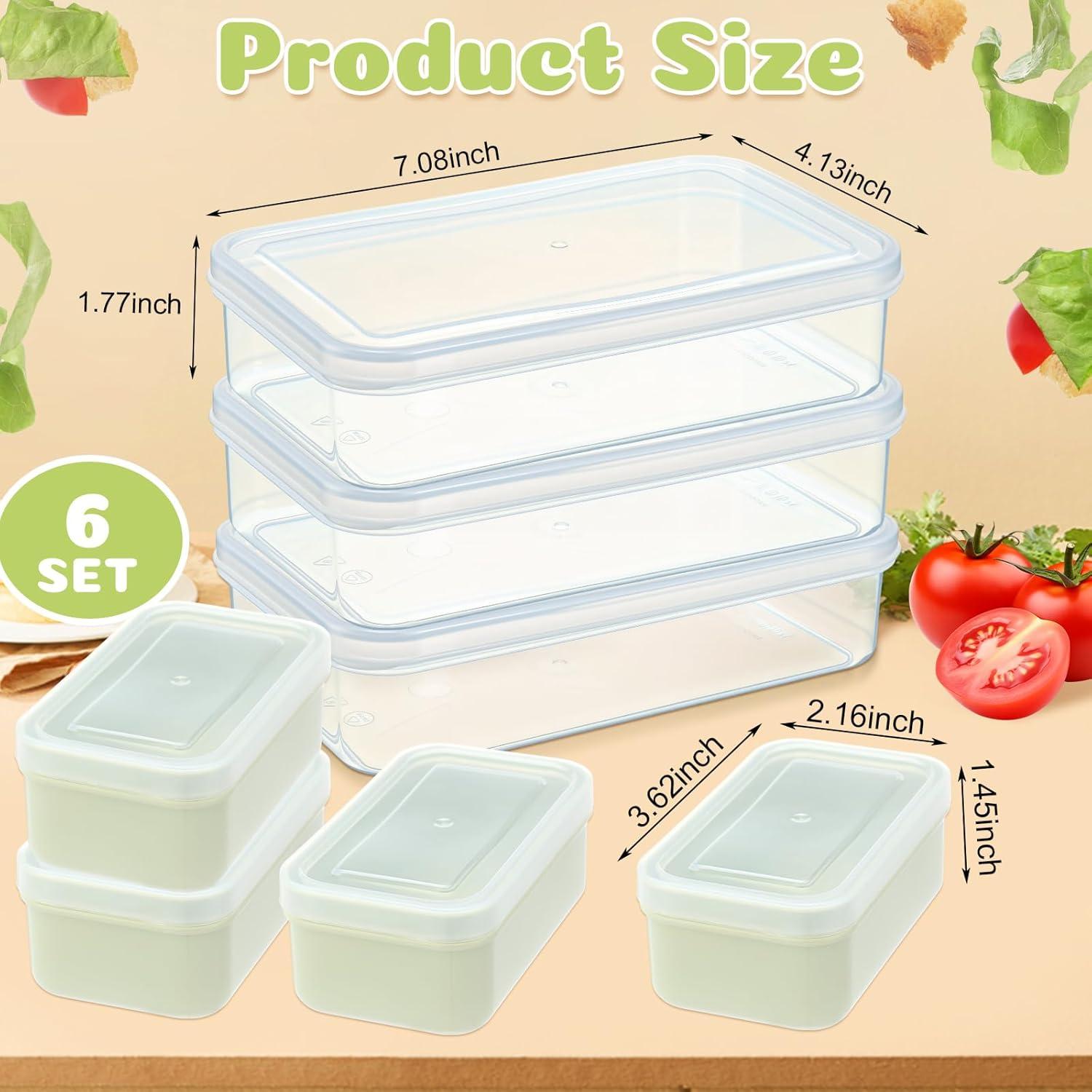 Honeydak 6 Cajas de Snacks Apilables con 3 Compartimentos Verde