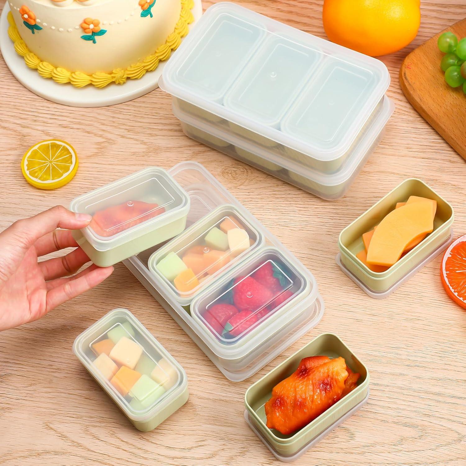 Honeydak 6 Cajas de Snacks Apilables con 3 Compartimentos Verde