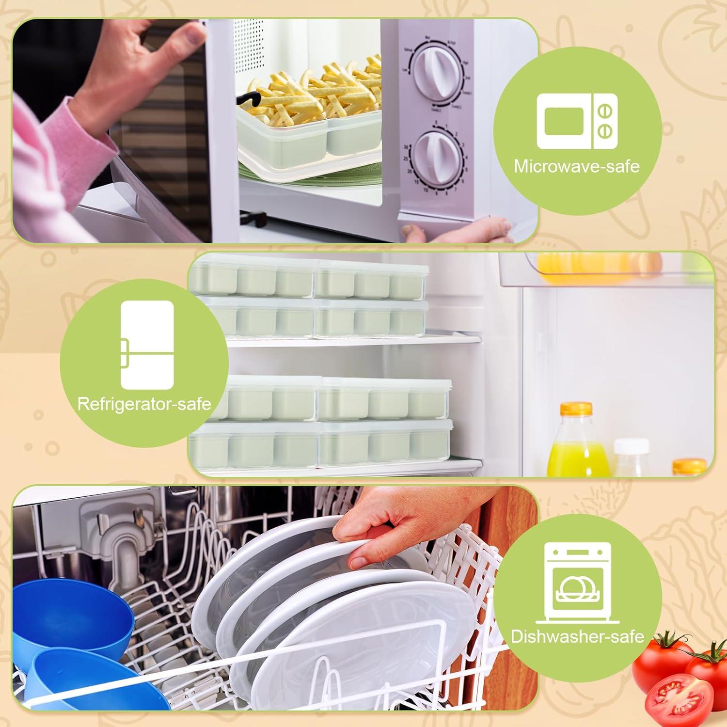 Honeydak 6 Cajas de Snacks Apilables con 3 Compartimentos Verde