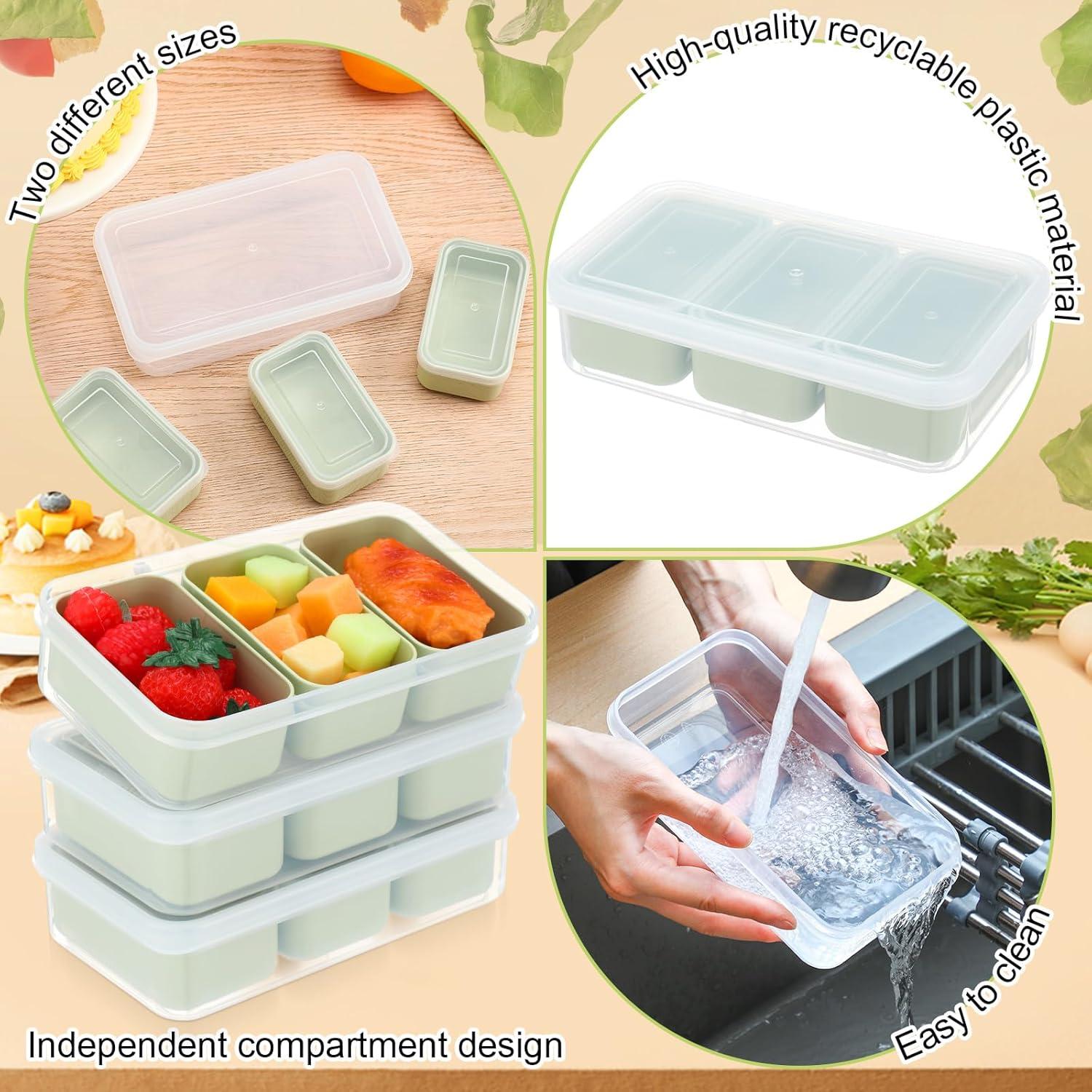 Honeydak 6 Cajas de Snacks Apilables con 3 Compartimentos Verde