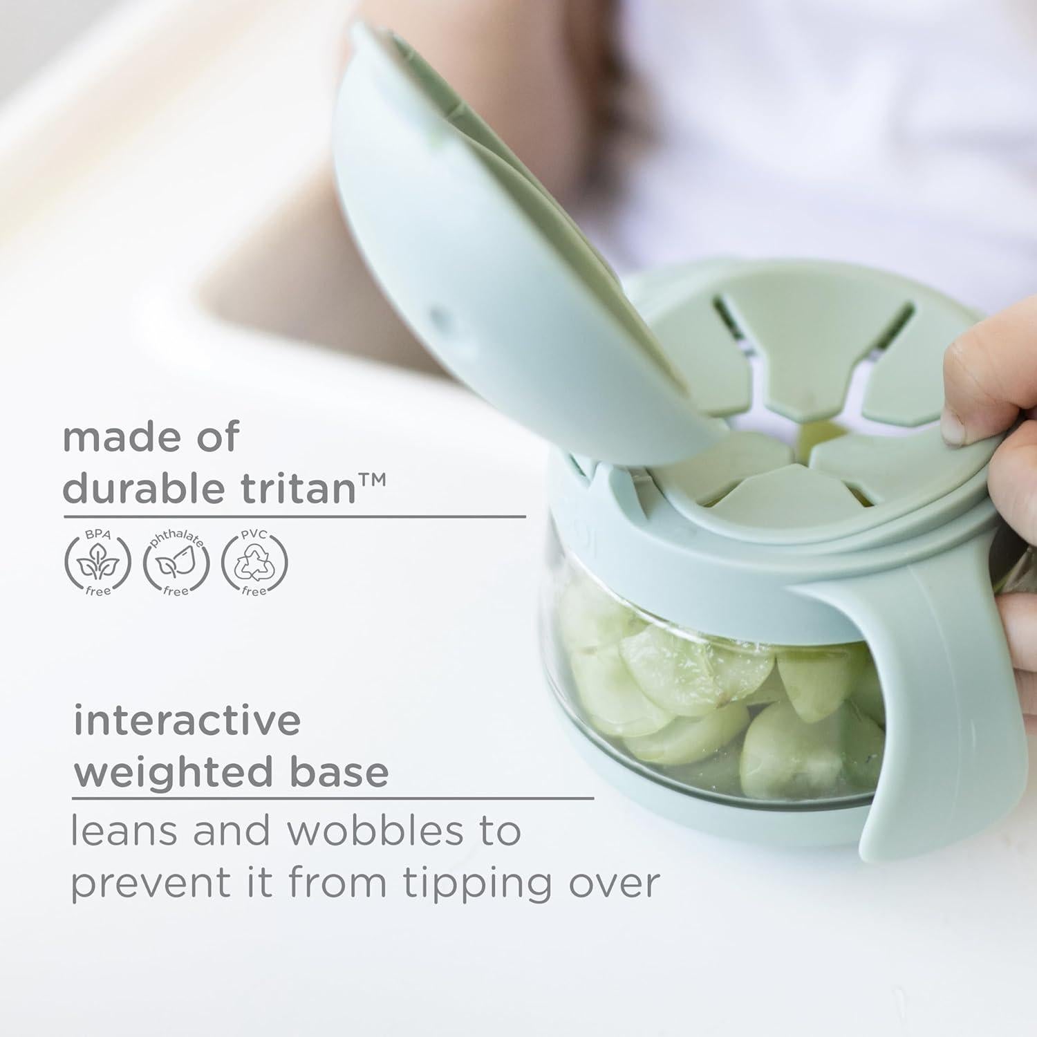 Contenedor de Snacks Ubbi Tweat Antivuelco Salvia y Azul