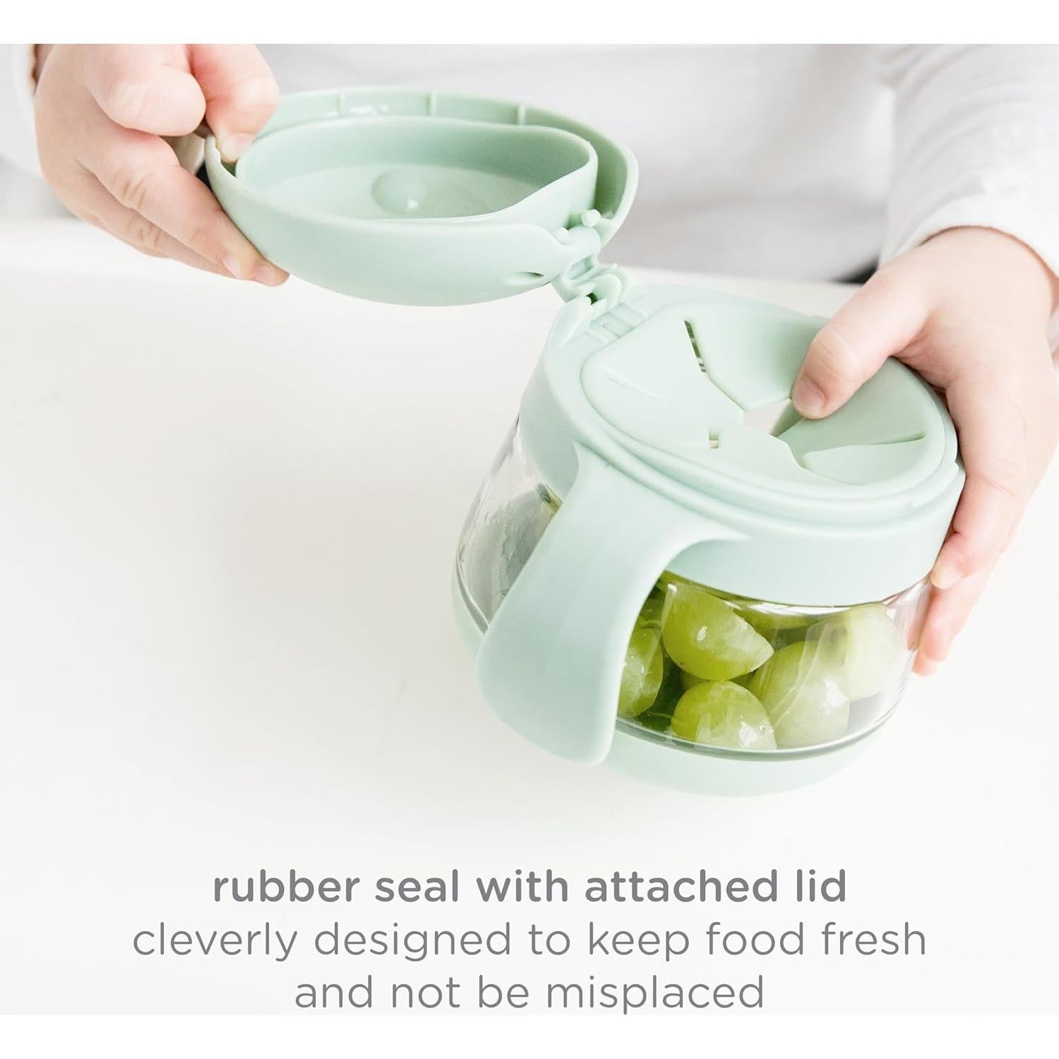 Contenedor de Snacks Ubbi Tweat Antivuelco Salvia y Azul