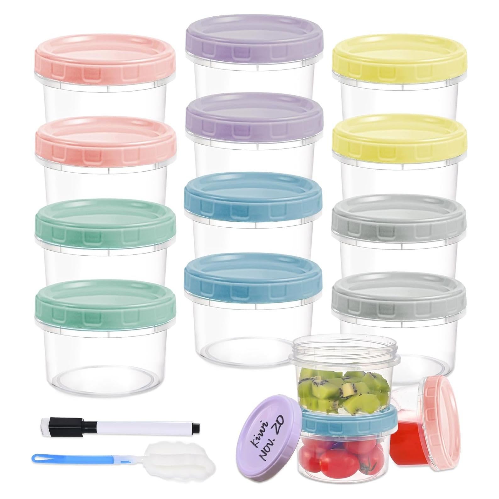 12 Contenedores de Plástico 8 oz Yomarket con Tapas Reutilizables