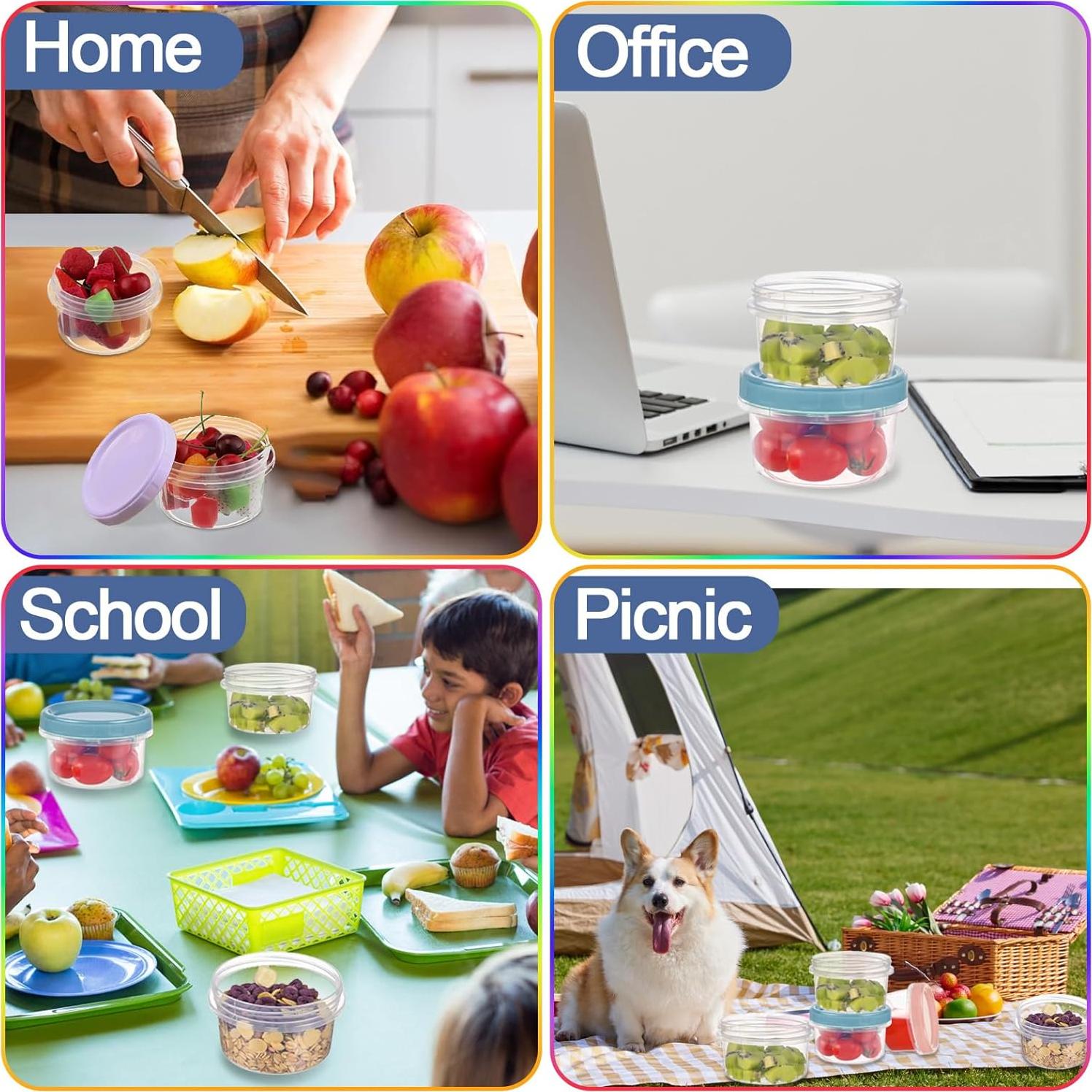 12 Contenedores de Plástico 8 oz Yomarket con Tapas Reutilizables