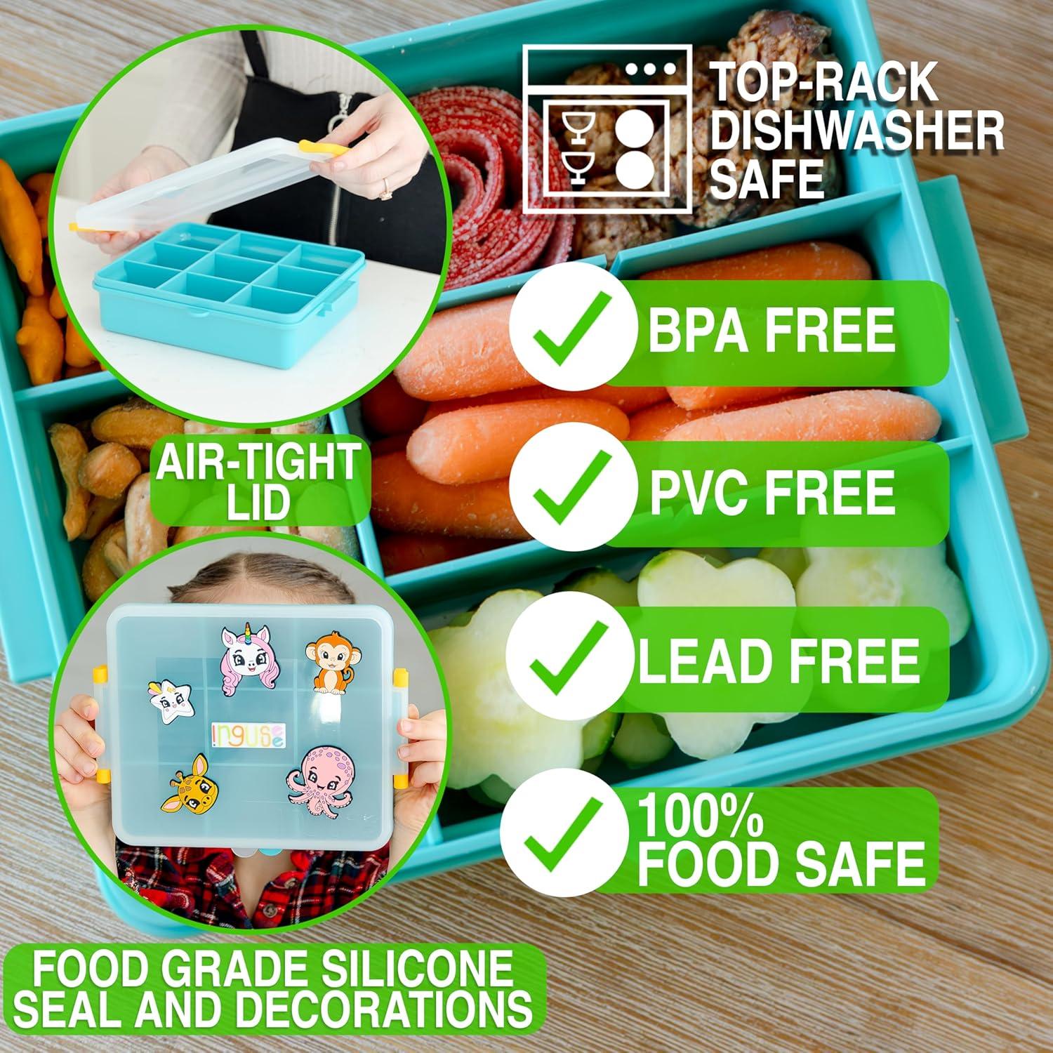 Caja de Snacks para Niños Turquesa - Contenedor Organizador 9 Compartimentos